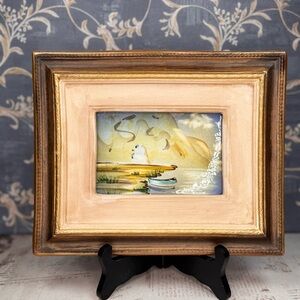 STEBAS Hand Painted Italian Landscape Tile Framed Art Wall Plaque